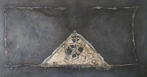 Kujaku   1996

1996   157x287 cm

Asche, Bitumen, Graphit, Pigmente, Acryl auf Leinwand  