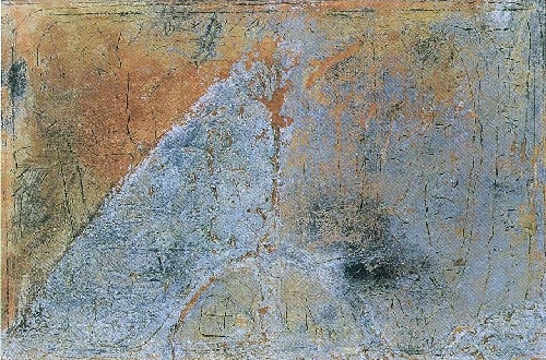HIKOUBIN   1999  SA

102x150 cm

Asche, Acryl,Bitumen,Pigmente, Staub auf Leinwand
