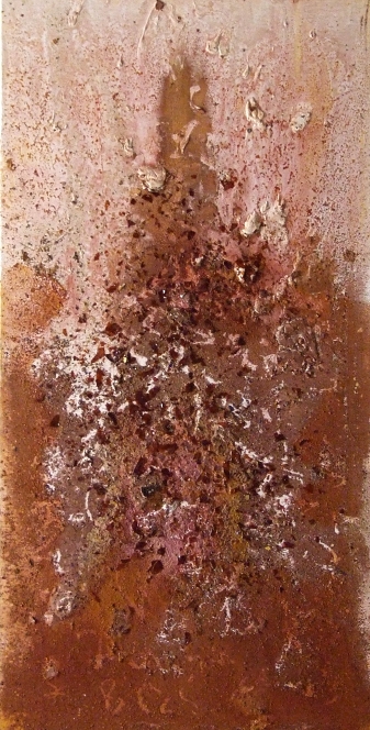 LATI  Dez.2008  ü

80x100cm

Asche,Acryl,Pigmente,Staub,Sand,Schellack,auf Leinwand