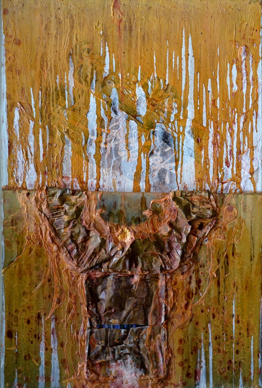 SOTO  Mai 2012

120x80 cm 

Acryl,Asche Schellack,Holzkohlenstaub, Metall auf Leinwand