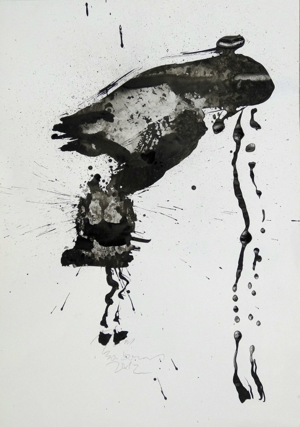 OMOSHIRO 7 -  (Zeichenkarton) 30.12.2012

 61x43 cm 

Chinatusche,schellack,Graphit auf zeichenkarton