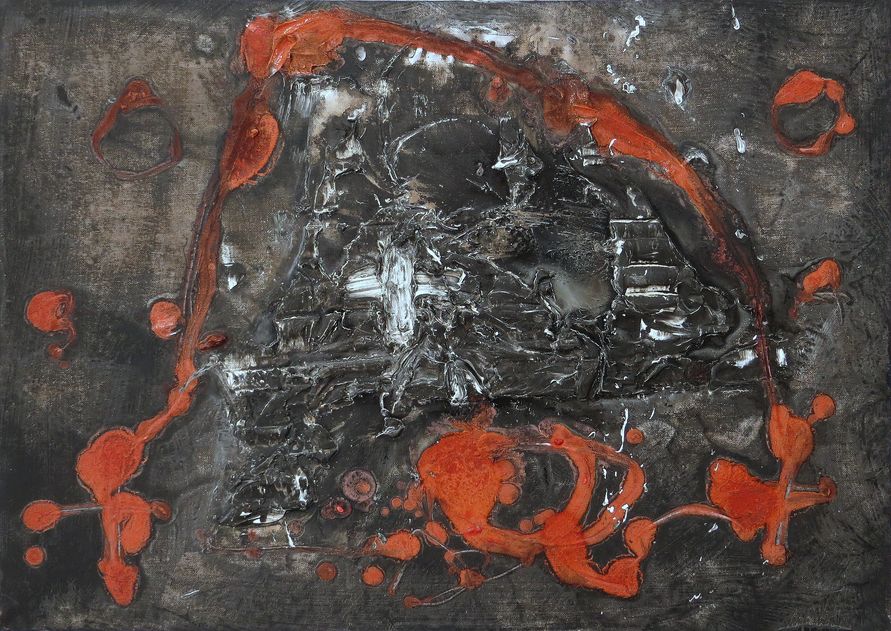 TUBIAO 2 -8.Februar 2013

 49,5x69,5 cm 

Acryl, Asche, Schellack, Pigmente, Chinatusche auf Leinwand