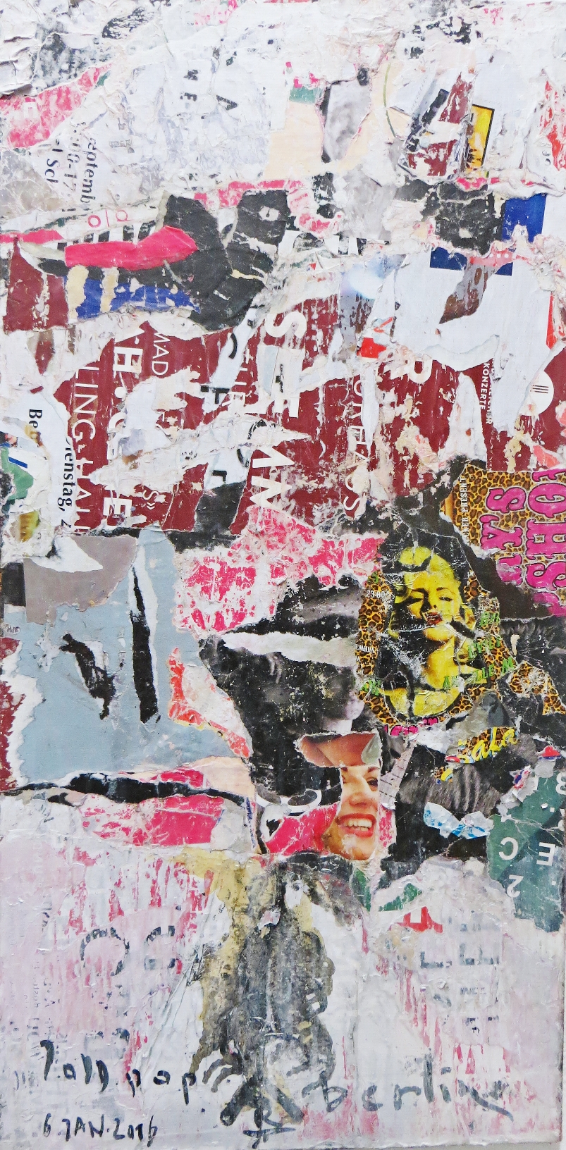 JoDDpopARTberlin 8 

100x50 cm 6..Januar 2016

Decollage / Collage von Plakatabrissen in der Kastanienallee in Berlin Prenzlauer Berg