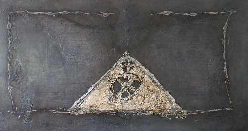 Kujaku   1996

1996   157x287 cm

Asche, Bitumen, Graphit, Pigmente, Acryl auf Leinwand  