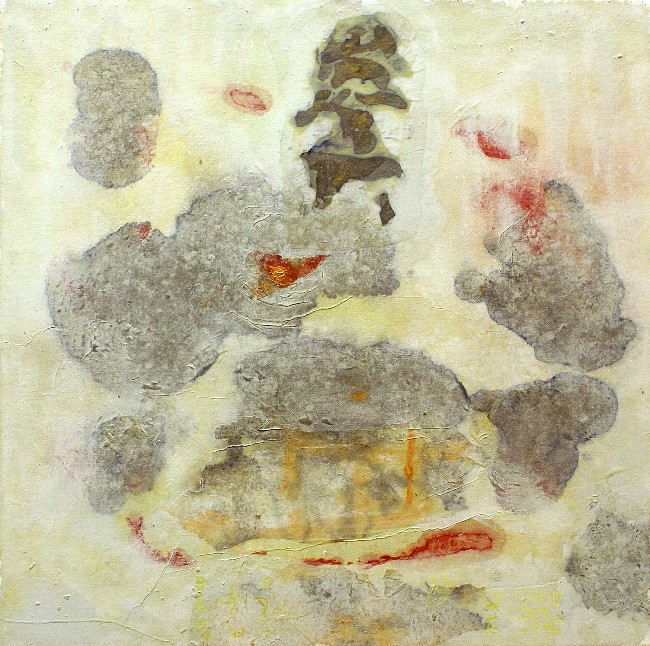 CHINA Serie 4. Bild:  HUAN 2006

60x60cm

Reispapier aus Shanghai,Leim,Pigmente,
Holzkohle,Beize,Acryl,Buntstift auf Leinwand