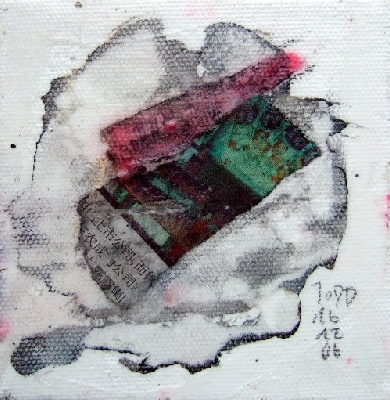 CHINA Bild Miniatur 7

10x10cm

Zeitung und Reispapier aus Shanghai,Leim,Pigmente,
Holzkohle,Acryl auf Leinwand 