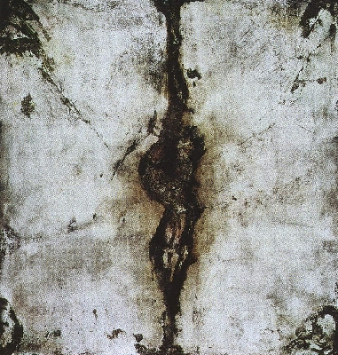 MAKUNI  1995 v

210x200cm

Bitumen,Acryl,Pigmente,Staub,Graphit auf Leinwand