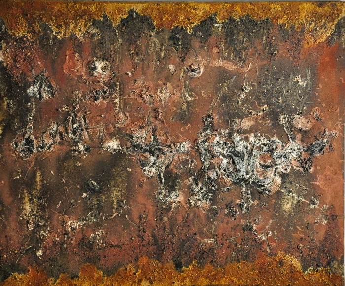 TAIGAO    Dez.2008

100x120cm

Asche,Acryl,Pigmente,Staub,Holzkohle,Schellack,auf Leinwand