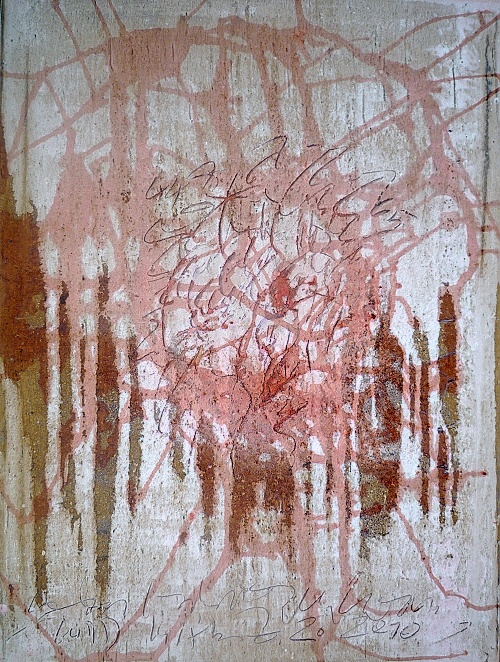 TUMUT März 2010 

60x50 cm

Acryl, Asche aus Berlin , Holzkohle , Pigmente, auf Leinwand