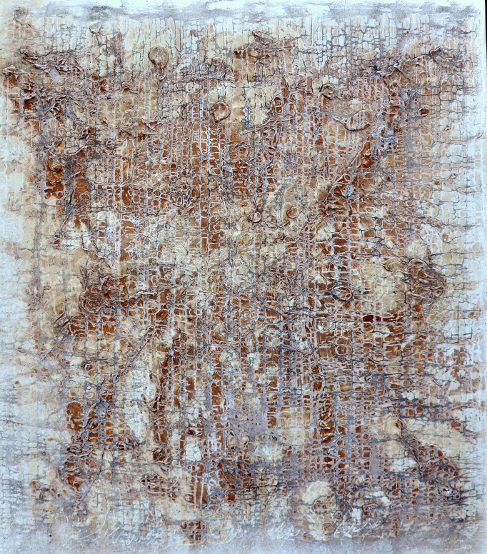 BAMA    Juli 2010 

160x150 cm

Acryl,Holzkohlen-Staub,Schellack auf Leinwand