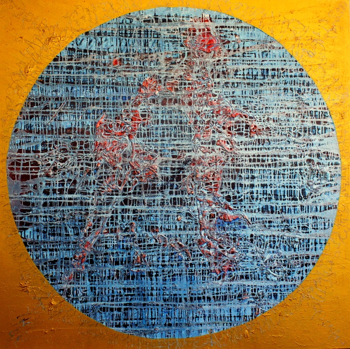 LHADAKI Januar 2011 

165x165 cm 

Asche,Holzkohlenstaub,Acryl,Schellack, Pigmente,Chinatusche auf Leinwand