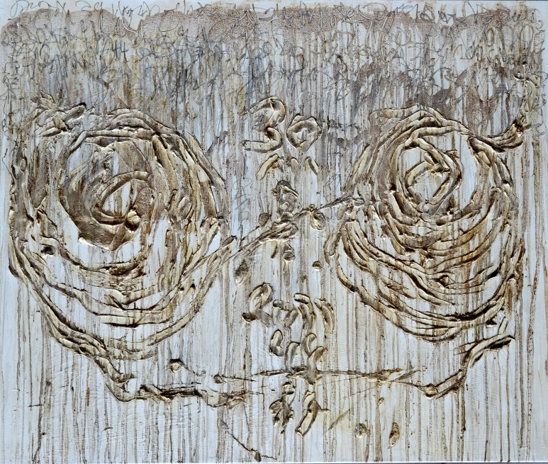 CYTWO    14.Juli 2011

150x180 cm 

Asche,Holzkohlenstaub,Acryl,Pigmente auf Leinwand