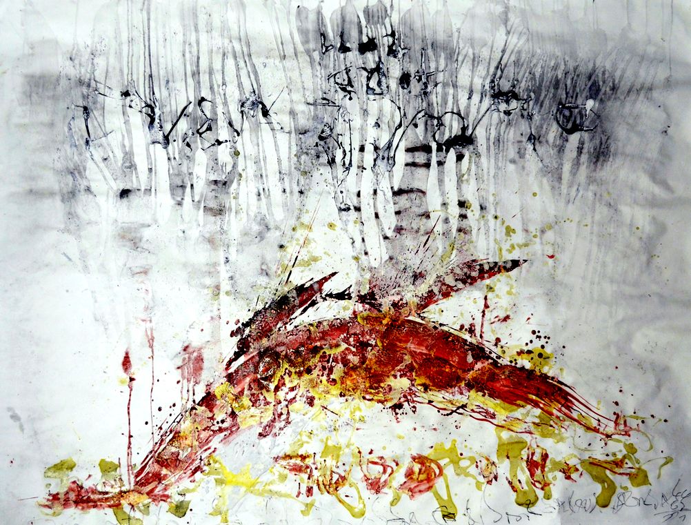 KUWASHI (Papier) Dezember 2011

 150x190cm

Beize,Graphit,Holzkohlenstaub,Schellack auf Papier