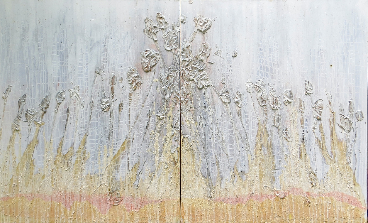 HANANORIBON  10.Mai 2014 

120x200cm 2 teilig

Acryl, Schellack, Holzkohle,Staub,Sand, Pigmente auf Leinwand